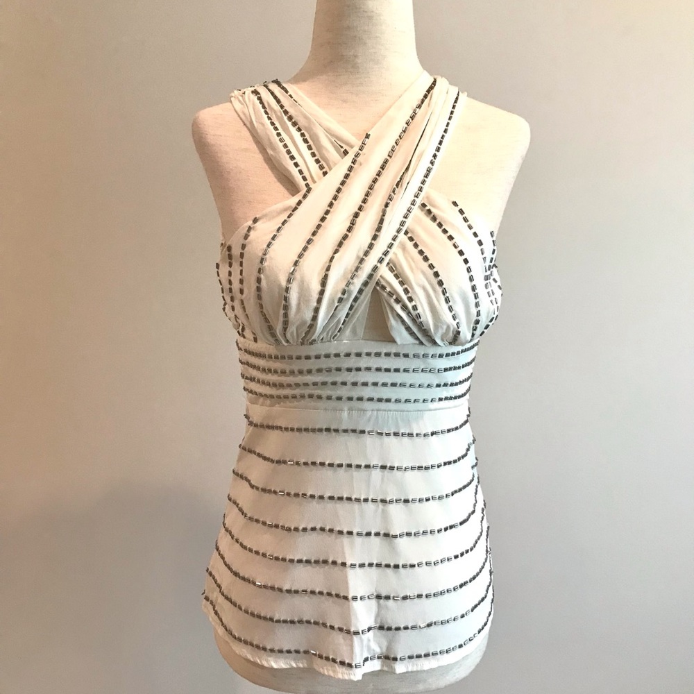 Sexy Beaded Bebe Peekaboo Top - Size XXS - NWT